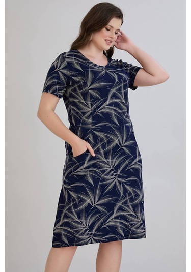 Wearon Kadın Sumru Cepli Kuplu Kısa Kol Lacivert Elbise Lacivert