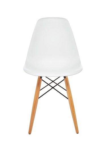 Seduna Beyaz Eames Sandalye | Natural Ahşap Ayaklı | 4 Adet-Beyaz