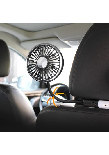 Araba Soğutma Hava Fanı Usb Çift Kafa Araç Elektrikli Bir Arka Koltuk İçin Hava Fan Led İle 360 Derece Dönebilir