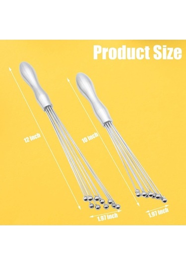 Ulzyvf Yumurta Yumurta Ve Tel Soslar Pişirme Paslanmaz Mikseri Manuel Kremalı Karıştırma Karıştırma İnç İnç Çırpma, Çırpma, Çırpma Çırpıcılar Çelik Bilyalı Ahşap 2pcs 12 10 Lm Ahşap