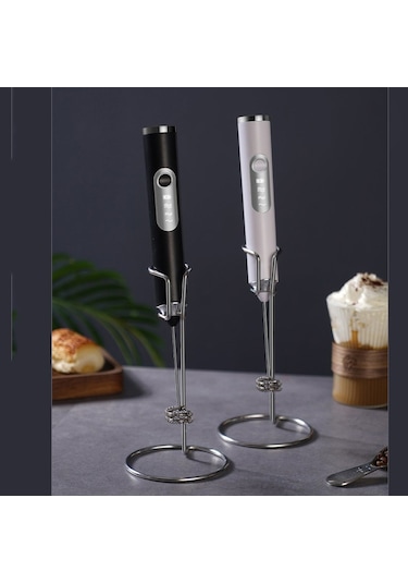 Dinosaurs Standlı Süt Köpürtücü Seti İle El Tipi Ev Tipi Küçük Elektrikli Çırpma Teli Ahşap