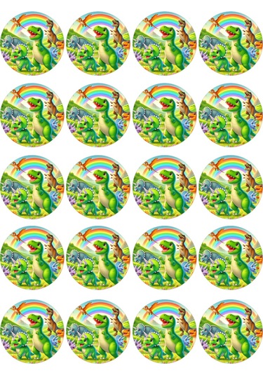 Dinazor Yenilebilir Yuvarlak Kurabiye Resim Baskı