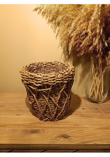 Hasır Kalın Örgü Dekoratif Tasarım Saksı