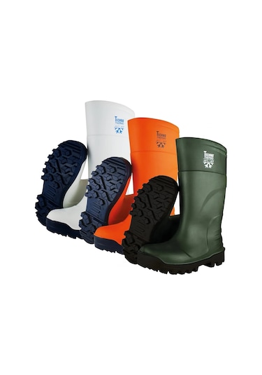 Techno Boots Poliüretan Soğuğa Dayanıklı Kısa Çelik Burunlu Turuncu Çizme Turuncu
