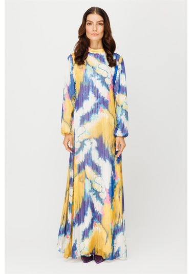 Emprime Şifon Yandan Bağlamalı Elbise Yeşil-yeşil