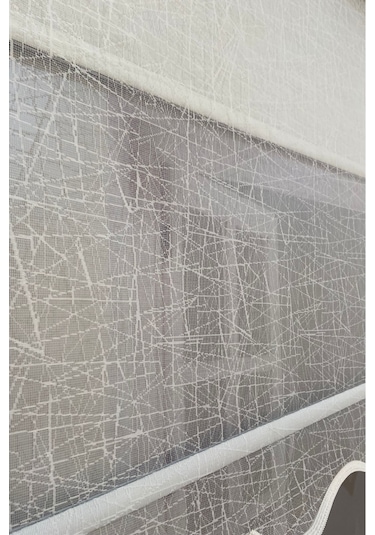 İncilifehome İcl1084 Çift Mekanizmalı Geometrik Desenli Tül Ve Stor Perde Kırık Beyaz Kırık Beyaz