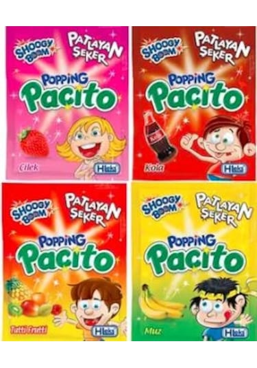 Popping Paçito Patlayan Şeker Karışık Kuru 4 x 10 Adet