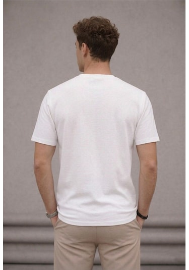 Bürke 2'li Erkek/Unisex Beyaz Renk %100 Pamuk Bisiklet Yaka Basic Tişört