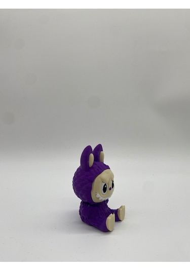 Oturan Dekoratif Labubu Figürü, 3d Baskı, Mor