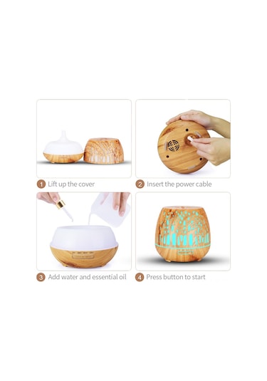 Moveevo 400ml 4 İşlevli Nemlendirici Temizleyici, Aromaterapi Dağıtıcı, Gece Lambası, Otomatik Kapanma Ve Zamanlayıcı Au Şarj Aleti