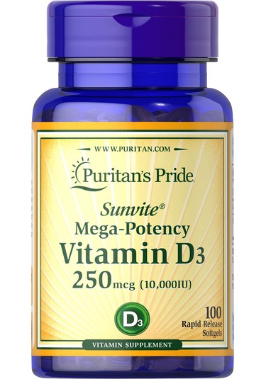 Puritan's Pride Vitamin D3 250 Mcg 10000 Iu , 100 Softgels