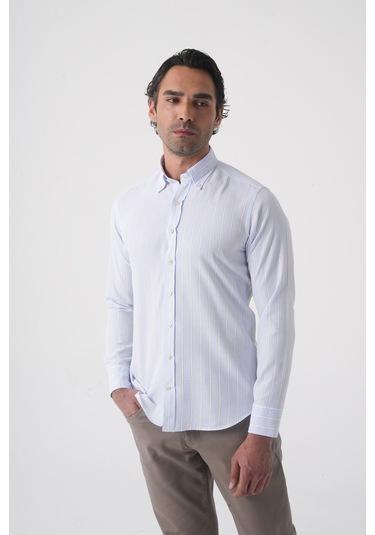 Bisse Regular Fit Erkek Uzun Kol Tek Cep Pamuk Mavi Gömlek Gmczg250072 D35 Mavi