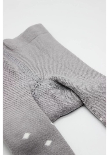 Tekli Puan Kaymaz Havlu Külotlu Çorap Gri Çok Renkli