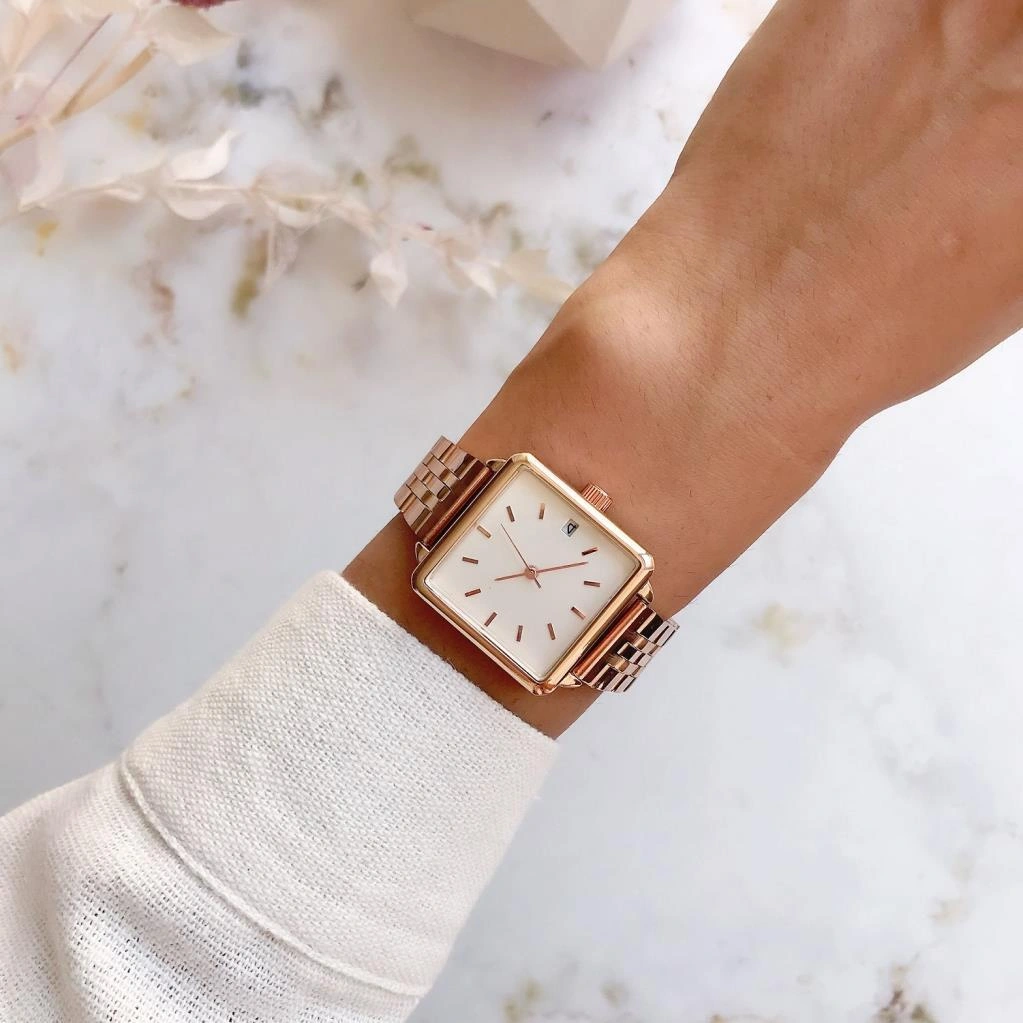 Fully Rose Gold Kare Kadın Kol Saati Rose Gold