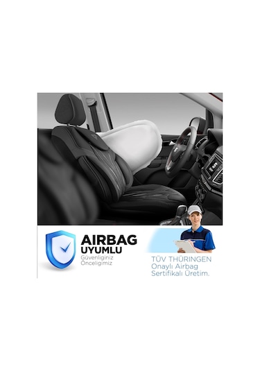 Panda Pars Serisi Deri Oto Koltuk Kılıfı - Siyah - Gri