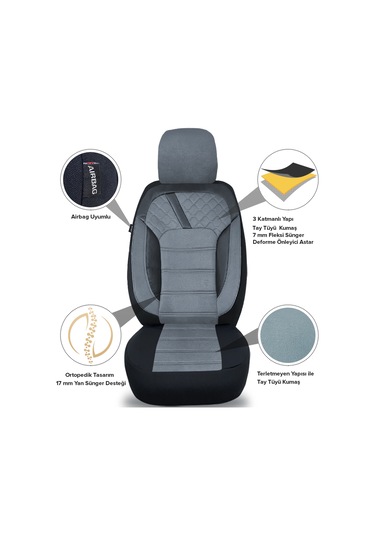 Pandami Oto Koltuk Kılıfı, Tam Set, Tay Tüyü / Bebek Mavisi