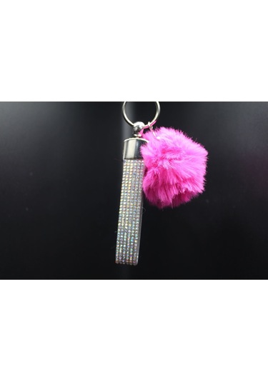 Yaldızlı Taşlı Minik Ponpon Seçenekli Anahtarlık