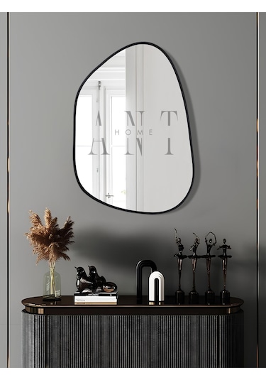Asimetrik Ayna 75x55 Cm Konsol Aynası, Dresuar Aynası, Duvar Aynası, 1.kalite Şişecam Ayna 75 X 55 Siyah