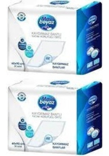 Mavi Beyaz 90 x 60 CM Kaydırmaz Bantlı Serme Yatak Koruyucu 30'lu x 2 60 Adet