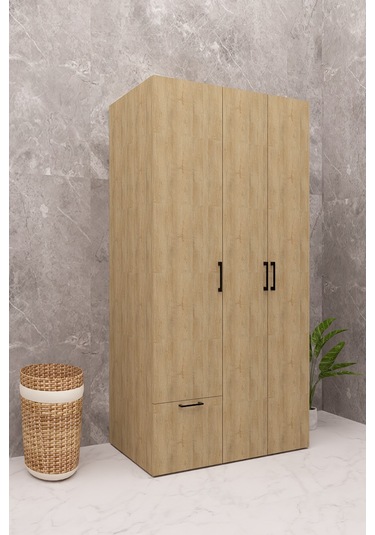 Mdf Çamaşır Makinesi Ve Kurutma Makinesi Dolabı Ütü Masalı Kapaklı Ahşap Lefkas Meşe