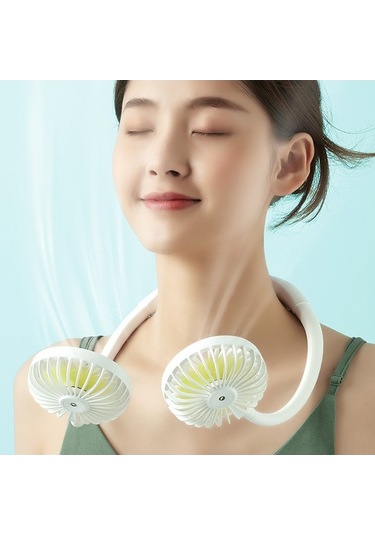 Pazly 360 Dönebilen Boyun Tipi Taşınabilir Usb Şarjlı Mini Fan - 3 Hızlı, Led Aydınlatmalı, 10 Saat Soğutma