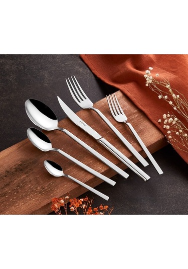 Falez Begonya Sade 36 Parça Çatal Kaşık Bıçak Takımı Gümüş