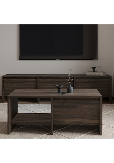 Laris Kapaklı Orta Sehpa 90 Cm Modern Tasarım Ceviz
