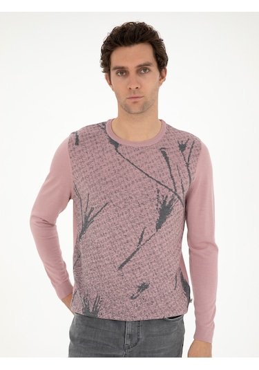 Cacharel Pudra Slim Fit Yün Karışımlı Bisiklet Yaka Triko Kazak Pembe