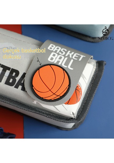 Karikatür Çift Katmanlı Basit Büyük Kapasiteli Öğrenci Kırtasiye Çantası Gri