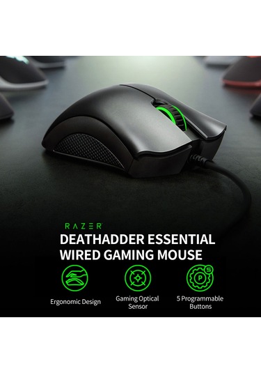 Springsun Razer Deathadder Essential 6400dpı 5 Programlanabilir Düğmeli Ergonomik Oyuncu Faresi 2021 Model DeathAdder