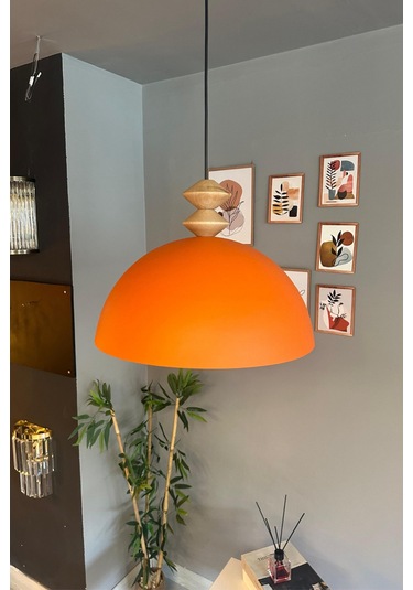 Linate Turuncu Q Kafa Başlık Avize Tekli Sarkıt Salon Kuaför Dekoratif Aydınlatma Turuncu