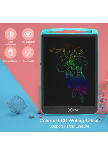 Kangvka 10 İnç Lcd Renkli Ekranlı Çizim Tahtası - Bölgesel Silme Ve Tek Tuşla Temizleme Özelliği - Göz Koruyucu - Pembe Pembe