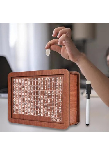 Ahşap Para Kutusu, Para Hedefi Ve Sayılar İle Sayıcı, Taşınabilir Depolama Kutusu, Yetişkinler Ve Çocuklar İçin Para Tasarruf Kutusu, 10000 Dolar