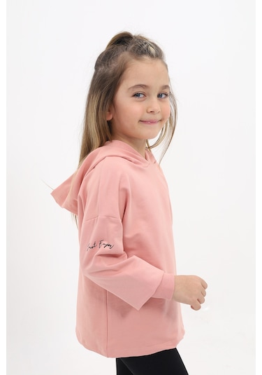 Toontoy Kız Çocuk Baskılı Sweatshirt Koyu Pudra