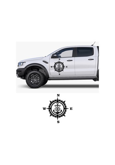 30 X 30 cm - Gemi Çapası Pusula Off Road Karavan Sticker