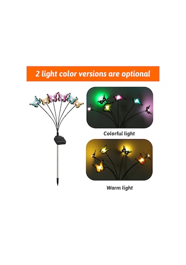 Suofeng Güneş Enerjili 8 Ayağlı Bahçe Dekorasyon Lambası, Demir Çelik Kelebekler, Ip65 Su Geçirmez, Sıcak Işık, 2 Adet Set Ilık Beyaz