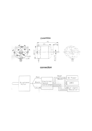 Youmex Model D2826-15 930kv Bakır Rengi Sabit Kanat Uçak/model Uçak Brushless Motor