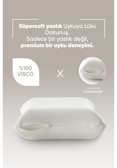 Termal Visko Yastık Isı Dengeleyici - Akıllı Lüx Visco Yastık - Isı Hafızalı Tombul Ortopedik Yastık Beyaz