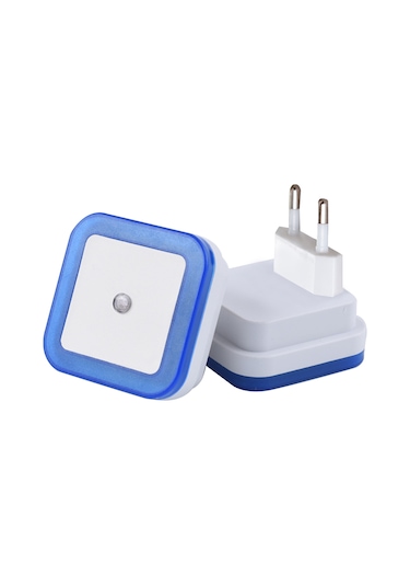 Geeksen Eu Plug Mavi Led Akıllı Işık Kontrollü Sensör Gece Lambası - Enerji Tasarruflu Odalar, Koridorlar İçin Otomatik Aç/kapat Duvar Soket Lambası Mavi