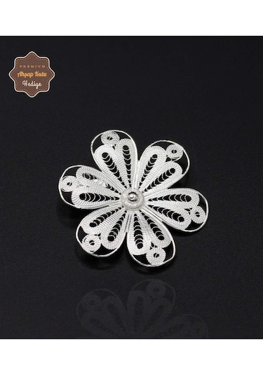 Çiçek Model 925 Ayar Gümüş Saf Süper Telkari Broş 201024622 Gümüş