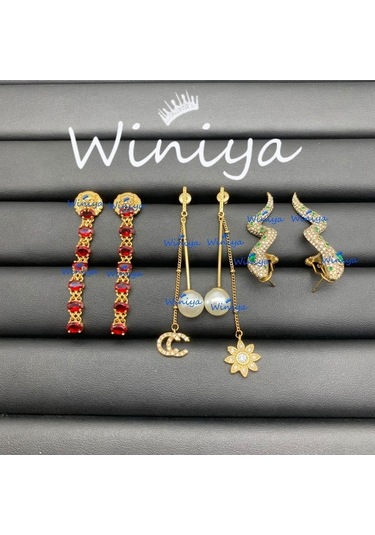 Fastbuy Guccc Kadın Küpeleri Yeşil Zirkon, Hayvan Stili Simüle Küpe Altın