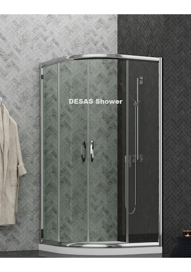 Desaş Shower 190 CM Oval Şeffaf  Duşakabin 100 x 100 5 MM Gümüş
