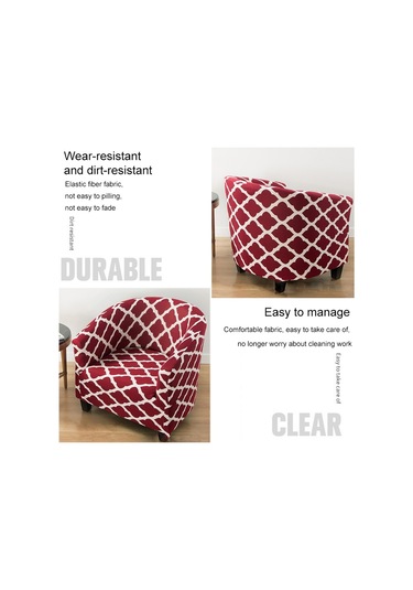 Sones Elastik Her Şey Dahil Tek Kişilik Yarım Daire Baskılı Kanepe Kılıfı Stil Kırmızı