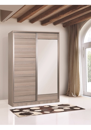 Doğandekorasyon Bora 120 Cm Sürgülü Dolap Gardırop Vestiyer Portmanto