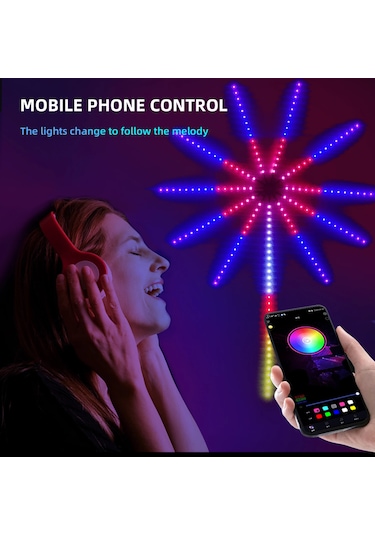 Gökkuşağı Işıkları Kumandalı Şerit Led Rgb Ritimli Akıllı Işıklar Çok Renkli