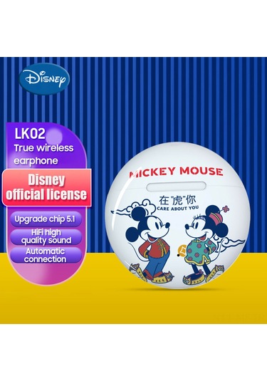 Mufunye Disney Lk02 Bluetooth 5.1 Spor Kulaklıkları - Mickey Tasarım, Hıfı Ses, Tws, Type-c Şarj Kutusu, In-ear Ergonomik Beyaz
