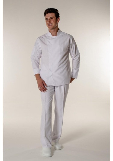 Beyaz Aşçı Ve Mutfak Şef Ceketi Gizli Çıtçıtlı-beyaz