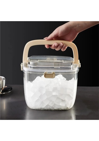 Ulzyvf Bar Buz Kovası Kapaklı Ve Buz Maşası, Taşınabilir Gizli Bej Bej
