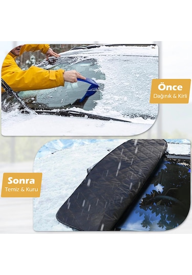 Haegs Araba Ön Cam Koruma Örtüsü, Araç Güneşlik,Ön Cam Koruması Araba Brandası - 155-125 Cm -gri