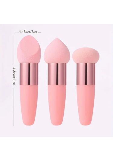 3 Adet Makyaj Süngeri Güzellik Fondöteni Karıştırma Süngeri Makyaj Süngeri Kama Fondöten Süngerleri Saplı Kozmetik Karıştırıcı Profesyonel Güzellik Süngeri Karıştırıcı